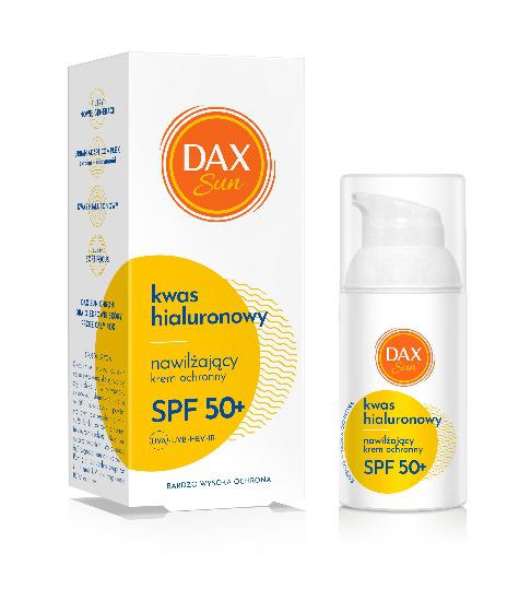 DAX SUN Nawilżający krem ochronny z kwasem hialuronowym SPF 50+, 36,99 zł/30 ml