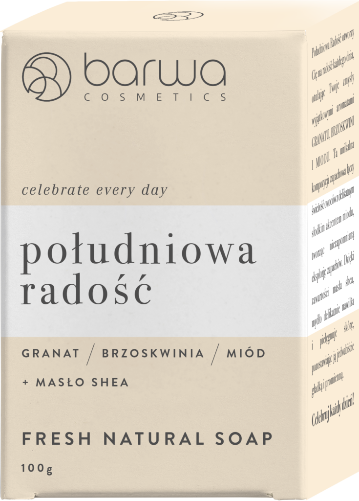 Mydło w kostce Południowa Radość, Granat & Brzoskwinia & Miód + Masło Shea