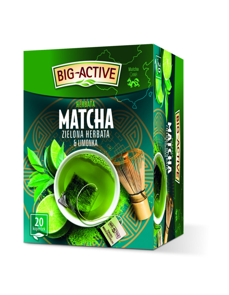 Herbata Big-Active Matcha Zielona herbata & Limonka – 6,49 zł/op. 30 g (20 torebek)