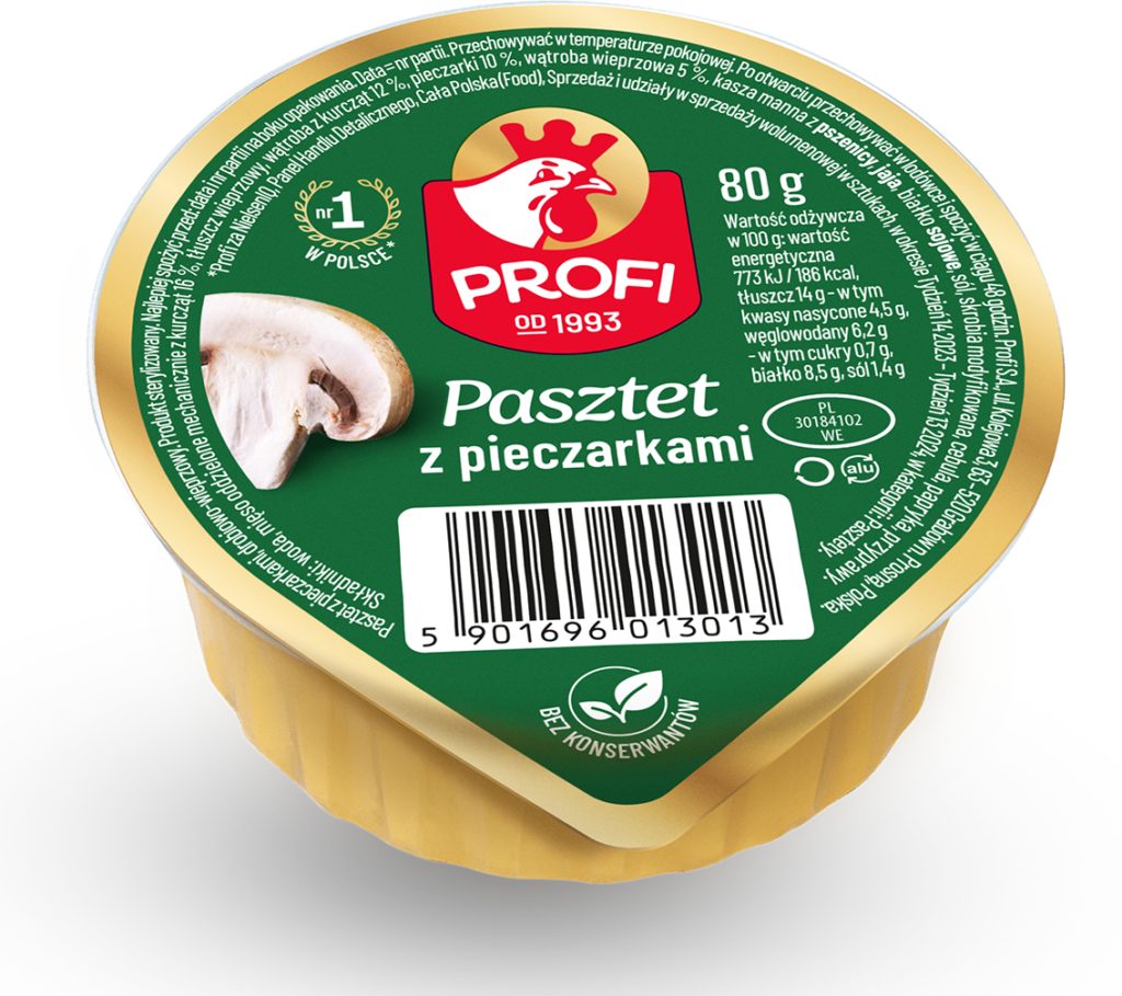 Pasztety Profi z pieczarkami (80 g), cena det. ok 2,69 zł