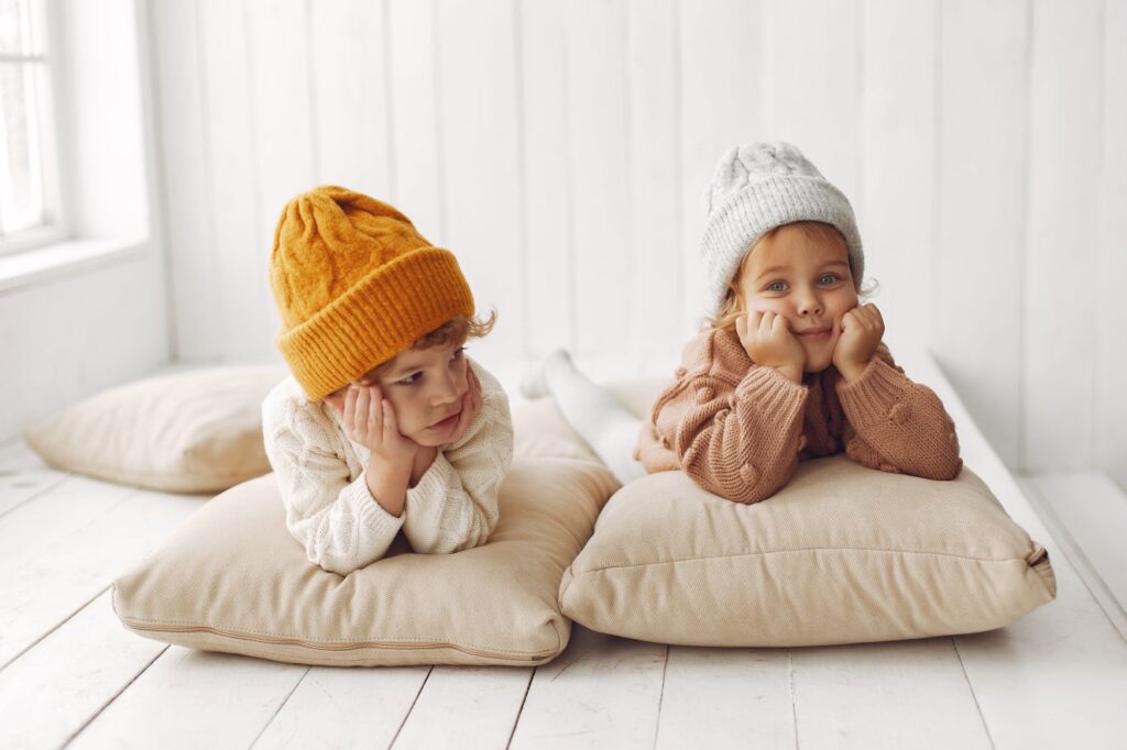 Cute children have fun in a studio