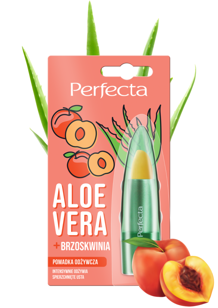 PERFECTA ALOE VERA Pomadka odżywcza do ust Aloe Vera + Brzoskwinia