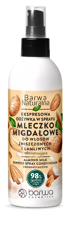 BARWA NATURALNA Odżywka w sprayu Mleczko Migdałowe Rekonstruująca do włosów zniszczonych i łamliwych, 11,99 zł/200 ml