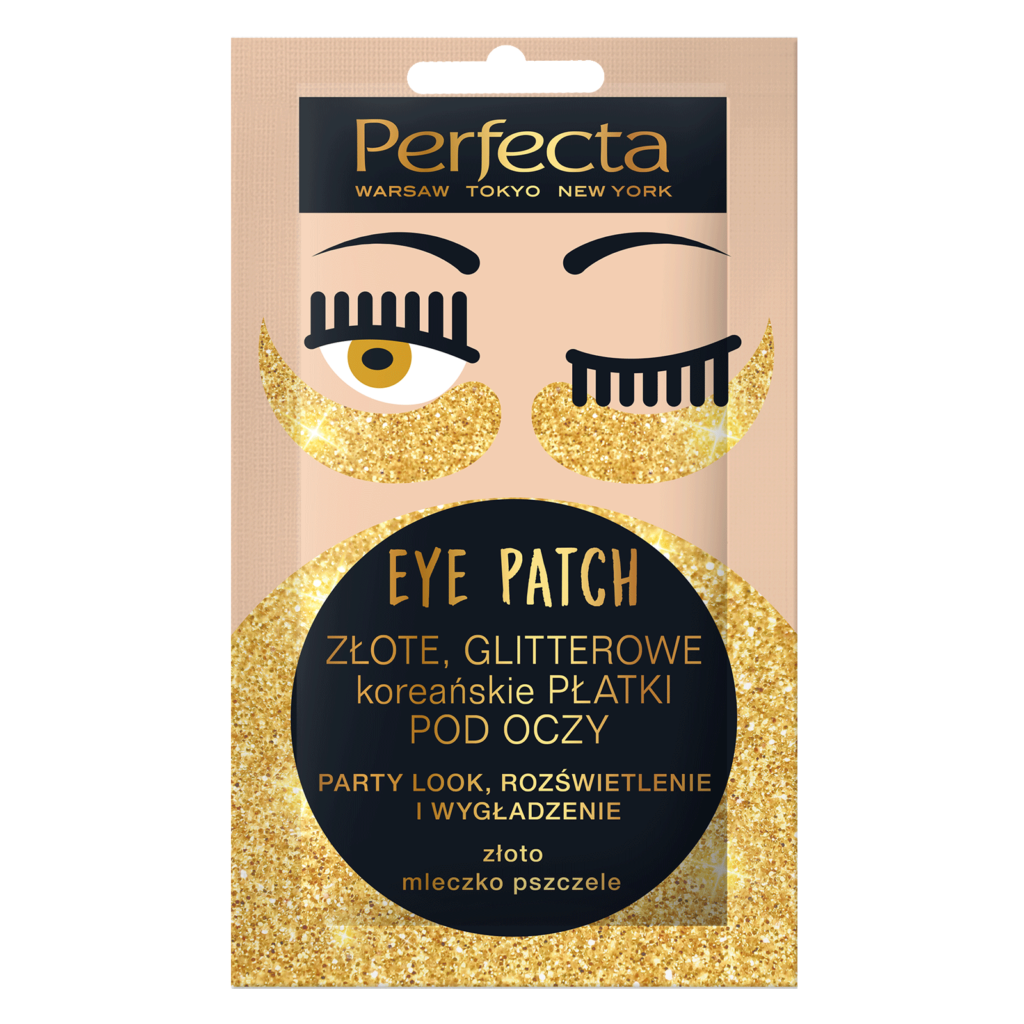 PERFECTA EYE PATCH Złote, glitterowe koreańskie płatki pod oczy, 5,90 zł/1 para