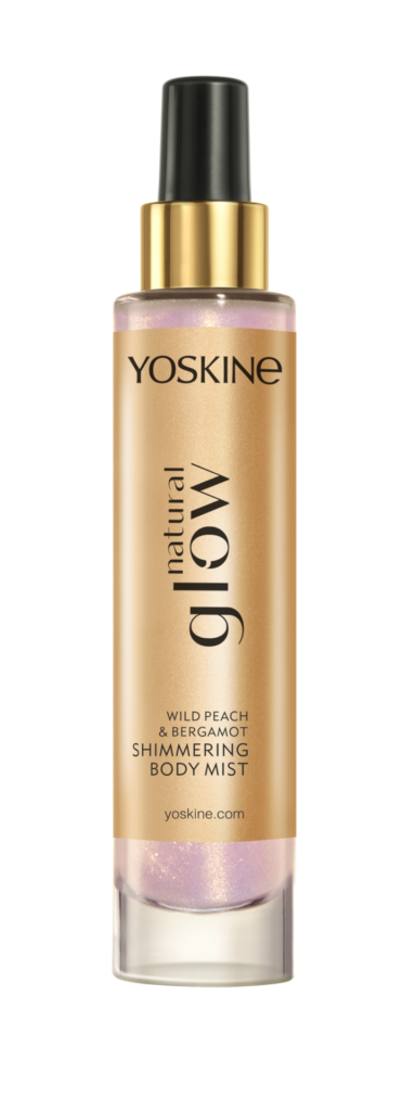 YOSKINE NATURAL GLOW Rozświetlająca mgiełka do ciała Brzoskwinia i bergamotka, 79,99 zł/100 ml