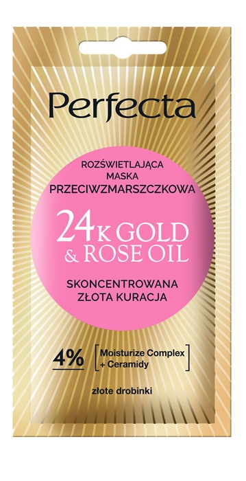 PERFECTA 24K GOLD&ROSE OIL ROZŚWIETLAJĄCA MASKA PRZECIWZMARSZCZKOWA