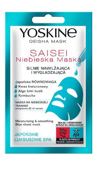 YOSKINE GEISHA MASK NIEBIESKA MASKA SAISEI, 16,99 zł/ 20 ml (1 maseczka w płachcie)
