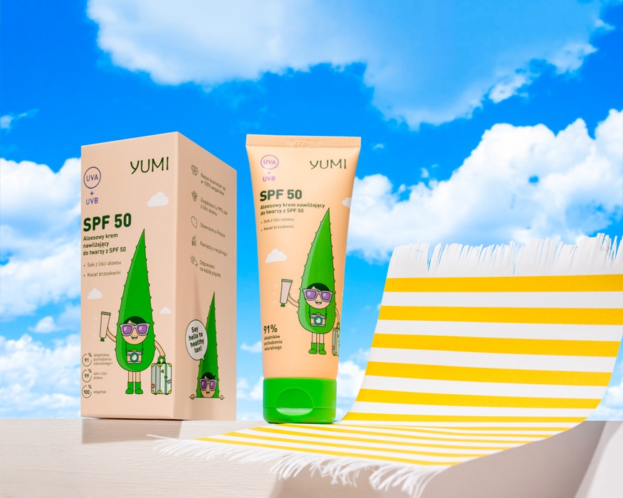 🌿 Aloesowy Krem Nawilżający z SPF 50 do twarzy YUMI