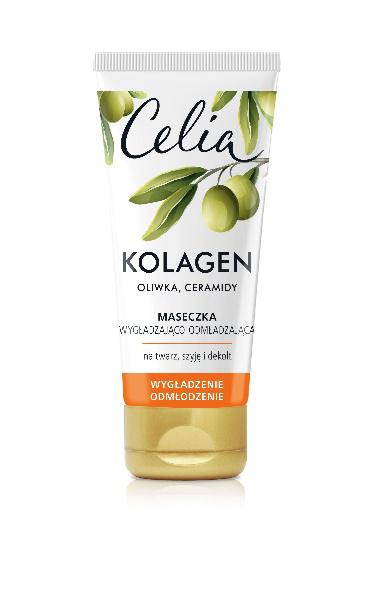 CELIA KOLAGEN Maseczka wygładzająco-odmładzająca z kolagenem, oliwką i ceramidami na twarz, szyję i dekolt