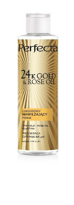 PERFECTA 24K GOLD & ROSE OIL Luksusowy nawilżający tonik, 11,99 zł/200 ml