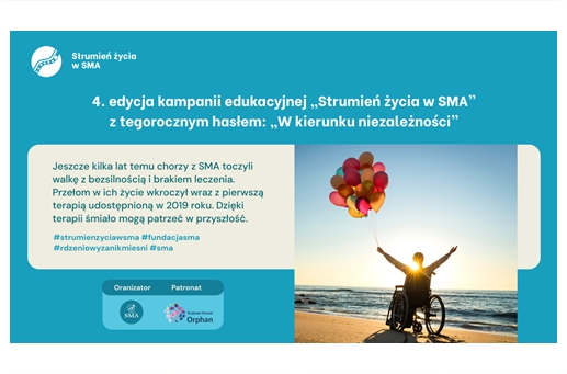 4. edycja kampanii edukacyjnej „Strumień życia w SMA” z tegorocznym hasłem: „W kierunku niezależności”