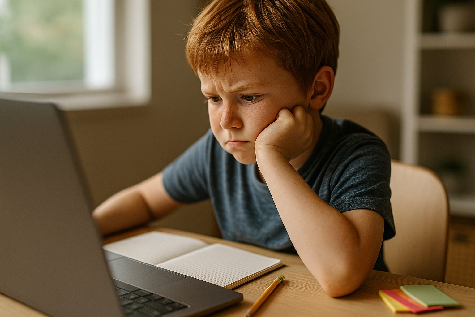 Zestresowane dziecko po teście online – edukacja i wsparcie emocji