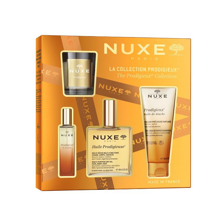 Zestaw Kultowy Prodigieux®, 189 zł Zawiera: Huile Prodigieuse® 100 ml, Perfumy Prodigieux® 15 ml, Prodigieux® Olejek pod prysznic 100 ml, Świeca zapachowa 60 g