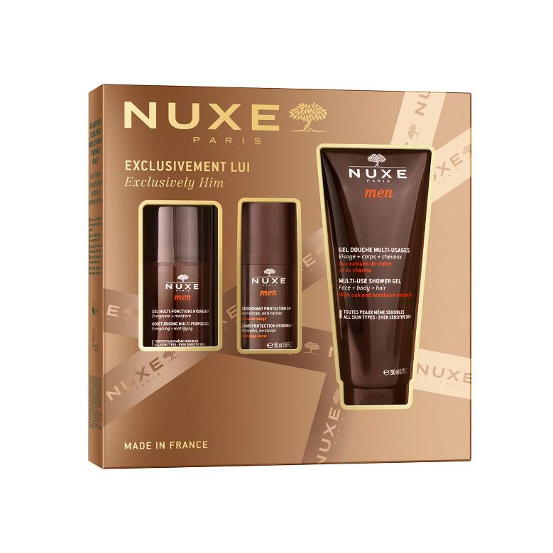 Zestaw NUXE Men, 141 zł Zawiera: NUXE Men Wielofunkcyjny żel nawilżający do twarzy 50 ml, NUXE Men Dezodorant roll-on 24-godzinna ochrona 50 ml, NUXE Men Wielofunkcyjny żel pod prysznic 200 ml